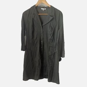 CAbi Olive Green Shirtdress SZS Button Up 3/4 Sleeve Textured Lightweight